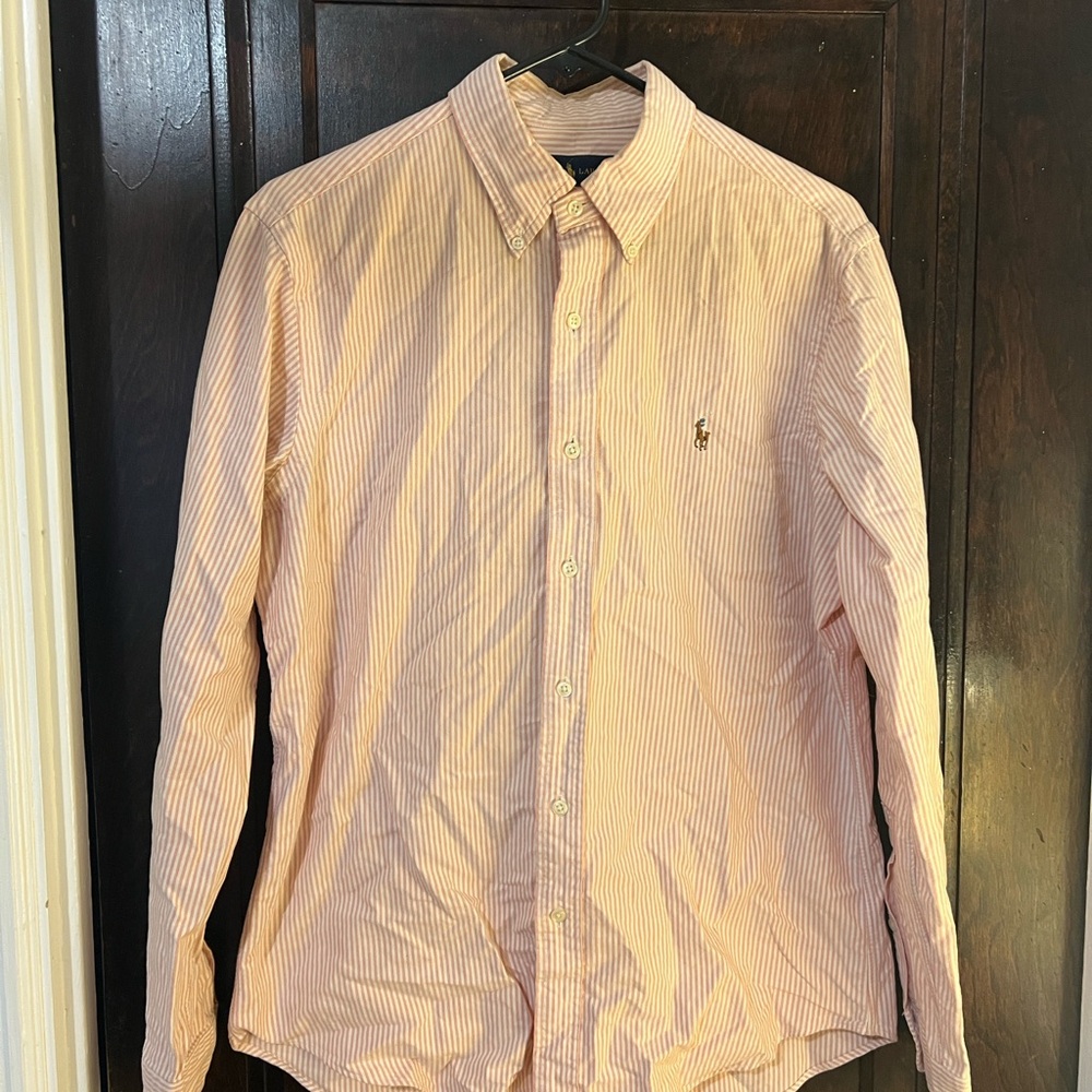 Ralph Lauren Men's Pink Striped Button Down Shirt
